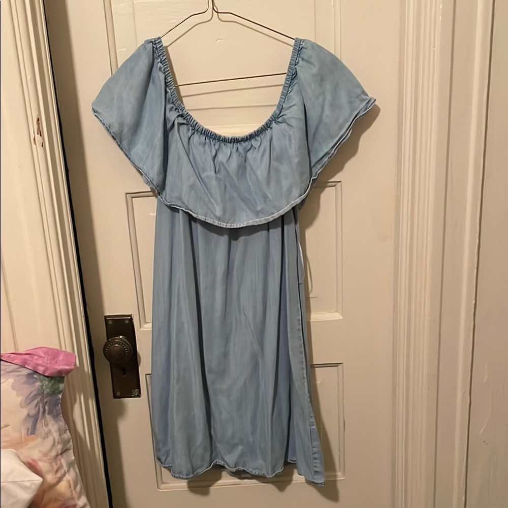 Light Blue Denim Off-Shoulder Dress, donating 9/14